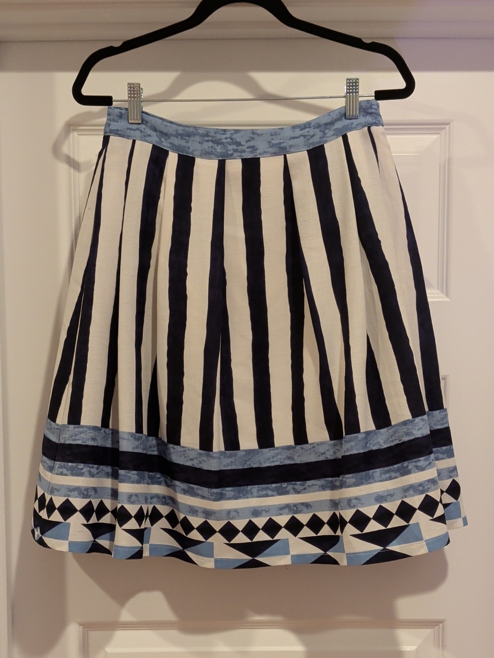 Navy & White Striped A-Line Skirt by